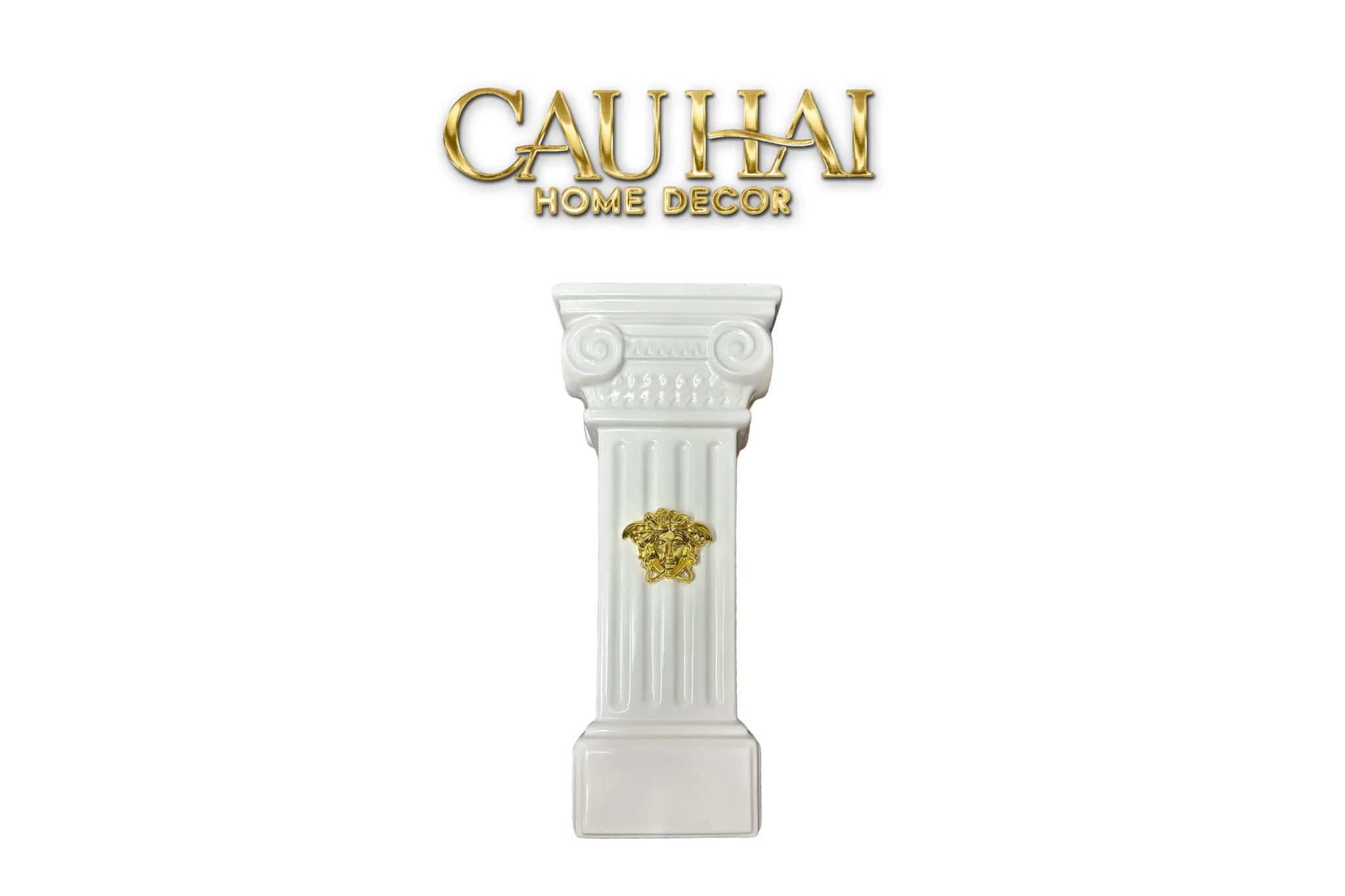 Maison Couture - Tượng Bình Hoa Cột La Mã Mythology Ionic Medusa Roman Column H43-TƯỢNG TRANG TRÍ-CẬU HAI HOME DECOR