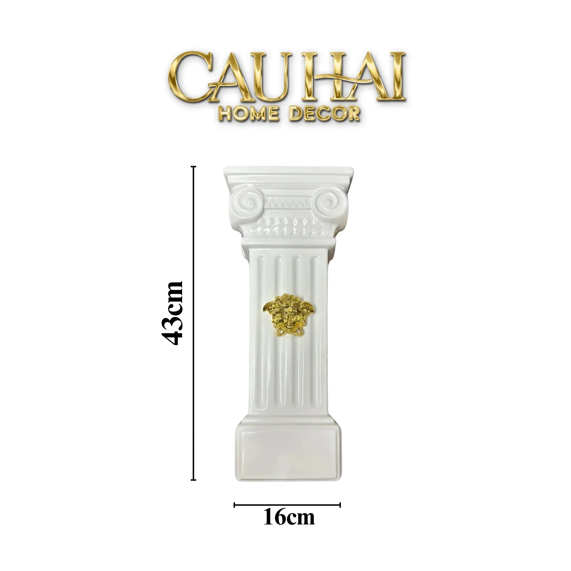 Maison Couture - Tượng Bình Hoa Cột La Mã Mythology Ionic Medusa Roman Column H43-CẬU HAI HOME DECOR