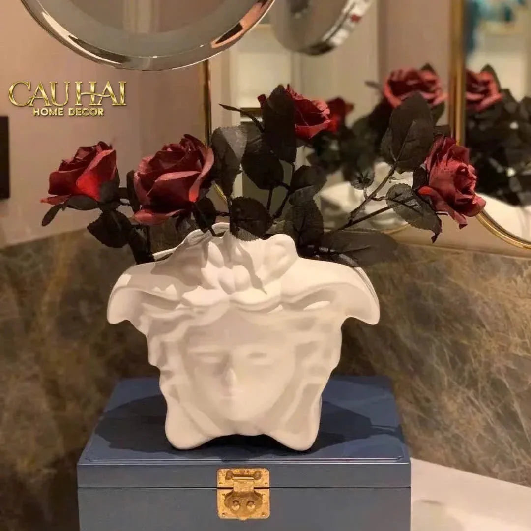 Maison Couture - Tượng Bình Hoa Medusa V Class Vase - Blue / Blanc-TƯỢNG TRANG TRÍ-CẬU HAI HOME DECOR