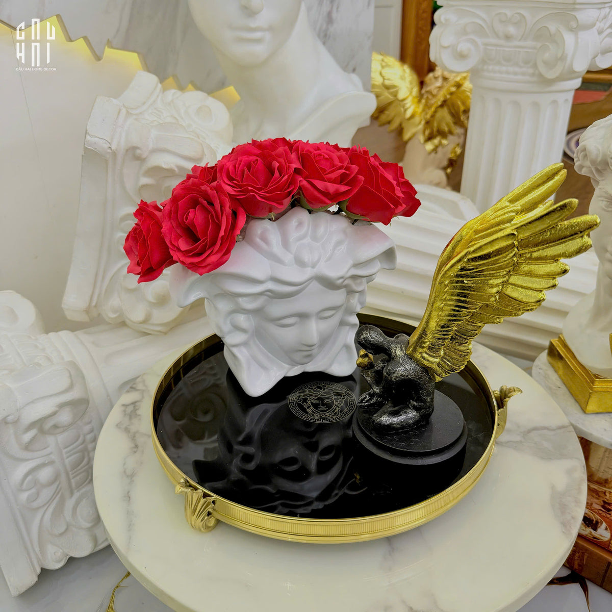 Maison Couture - Tượng Bình Hoa Medusa V Class Vase - Blue / Blanc-TƯỢNG TRANG TRÍ-Đối tác tại Trung Quốc theo từng đơn đặt hàng-CẬU HAI HOME DECOR