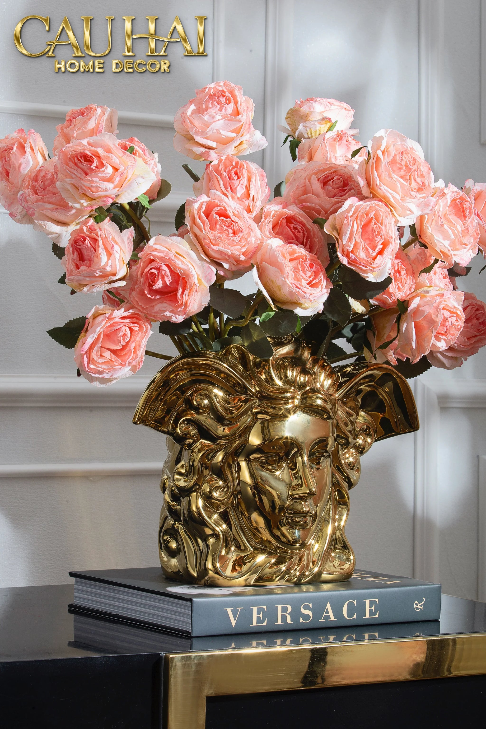Maison Couture - Tượng Bình Hoa V Class Golden Goddess Medusa Fascination 20x34x22-TƯỢNG TRANG TRÍ-CẬU HAI HOME DECOR