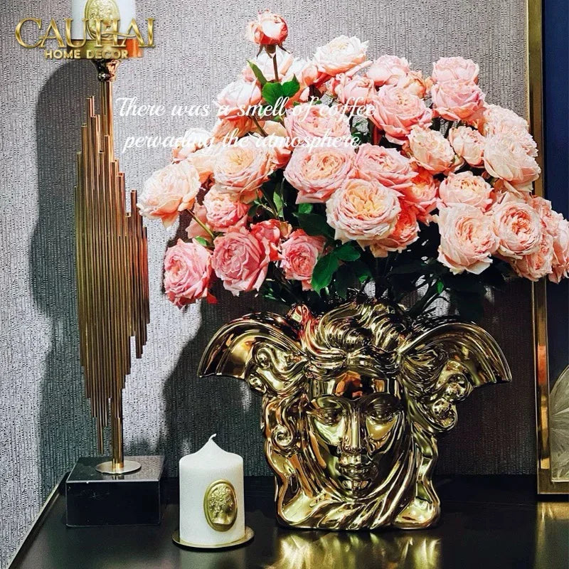 Maison Couture - Tượng Bình Hoa V Class Golden Goddess Medusa Fascination 20x34x22-TƯỢNG TRANG TRÍ-CẬU HAI HOME DECOR