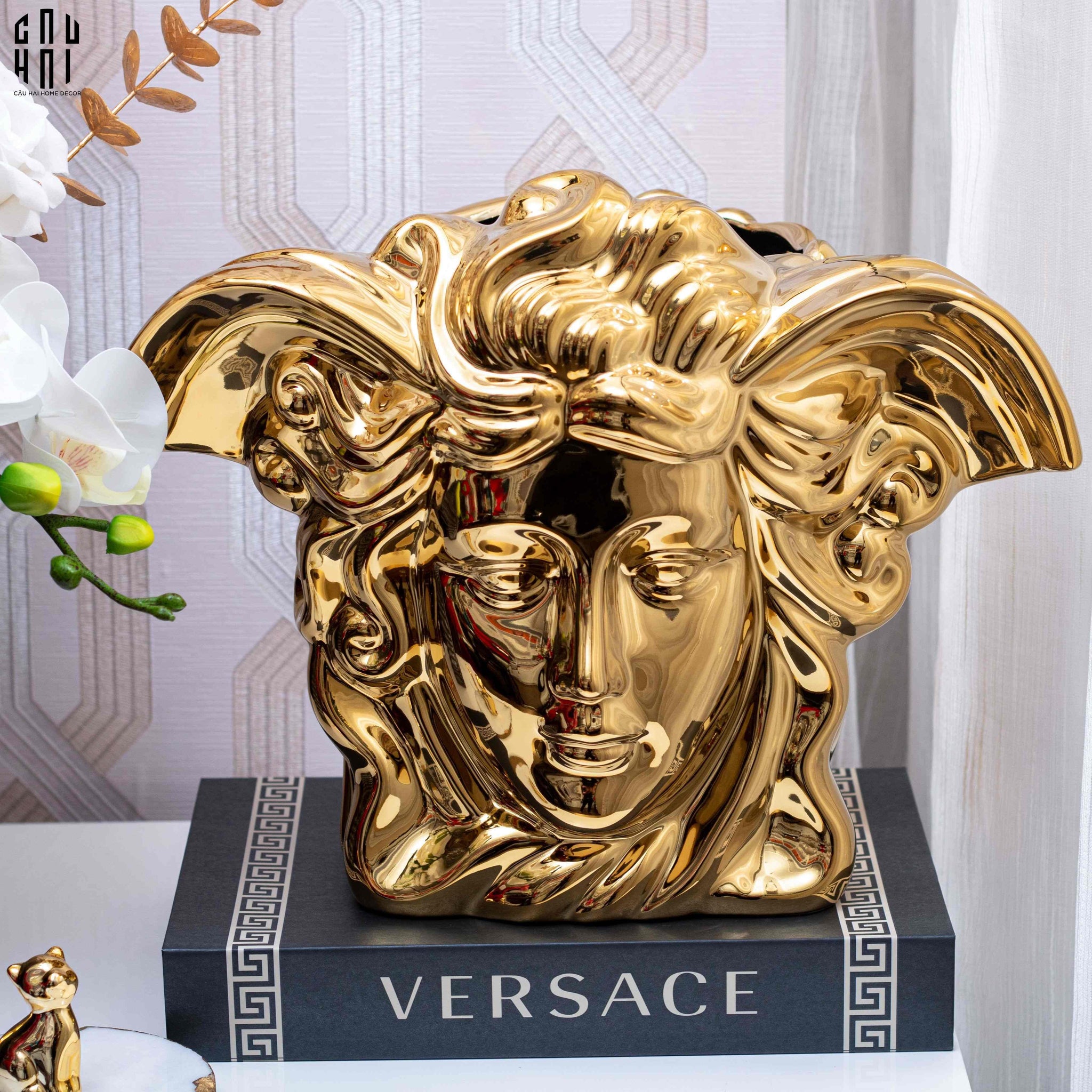Maison Couture - Tượng Bình Hoa V Class Golden Goddess Medusa Fascination 20x34x22-TƯỢNG TRANG TRÍ-CẬU HAI HOME DECOR