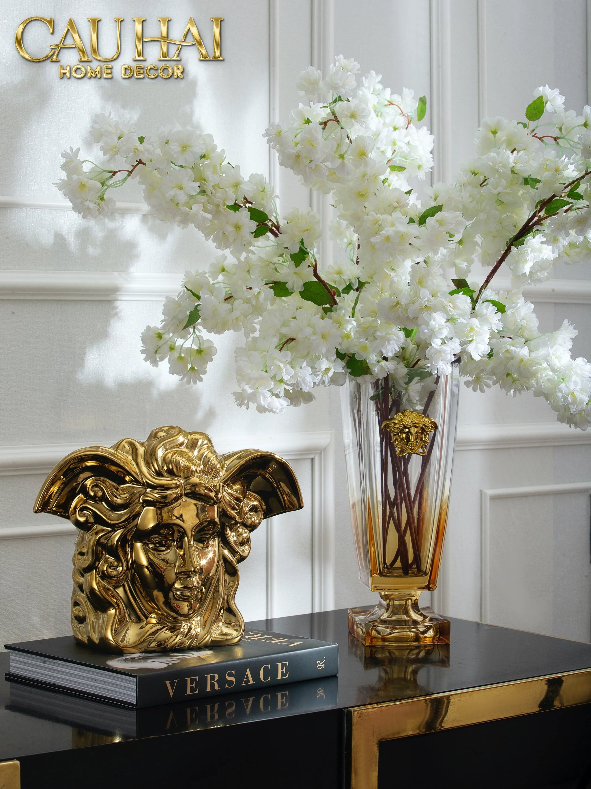 Maison Couture - Tượng Bình Hoa V Class Golden Goddess Medusa Fascination 20x34x22-TƯỢNG TRANG TRÍ-CẬU HAI HOME DECOR