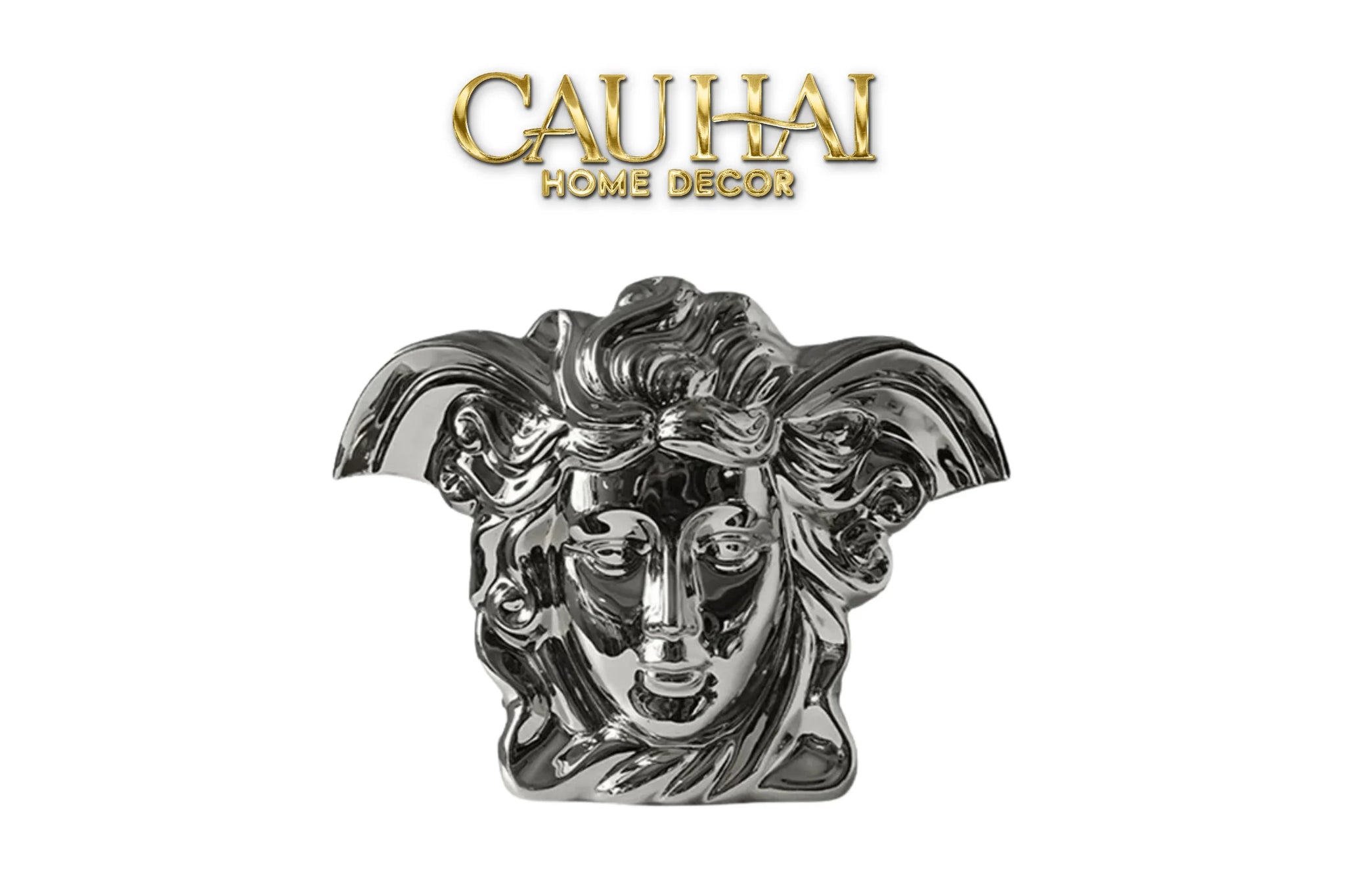 Maison Couture - Tượng Bình Hoa V Class Silver Medusa Fascination 20x34x22-TƯỢNG TRANG TRÍ-CẬU HAI HOME DECOR