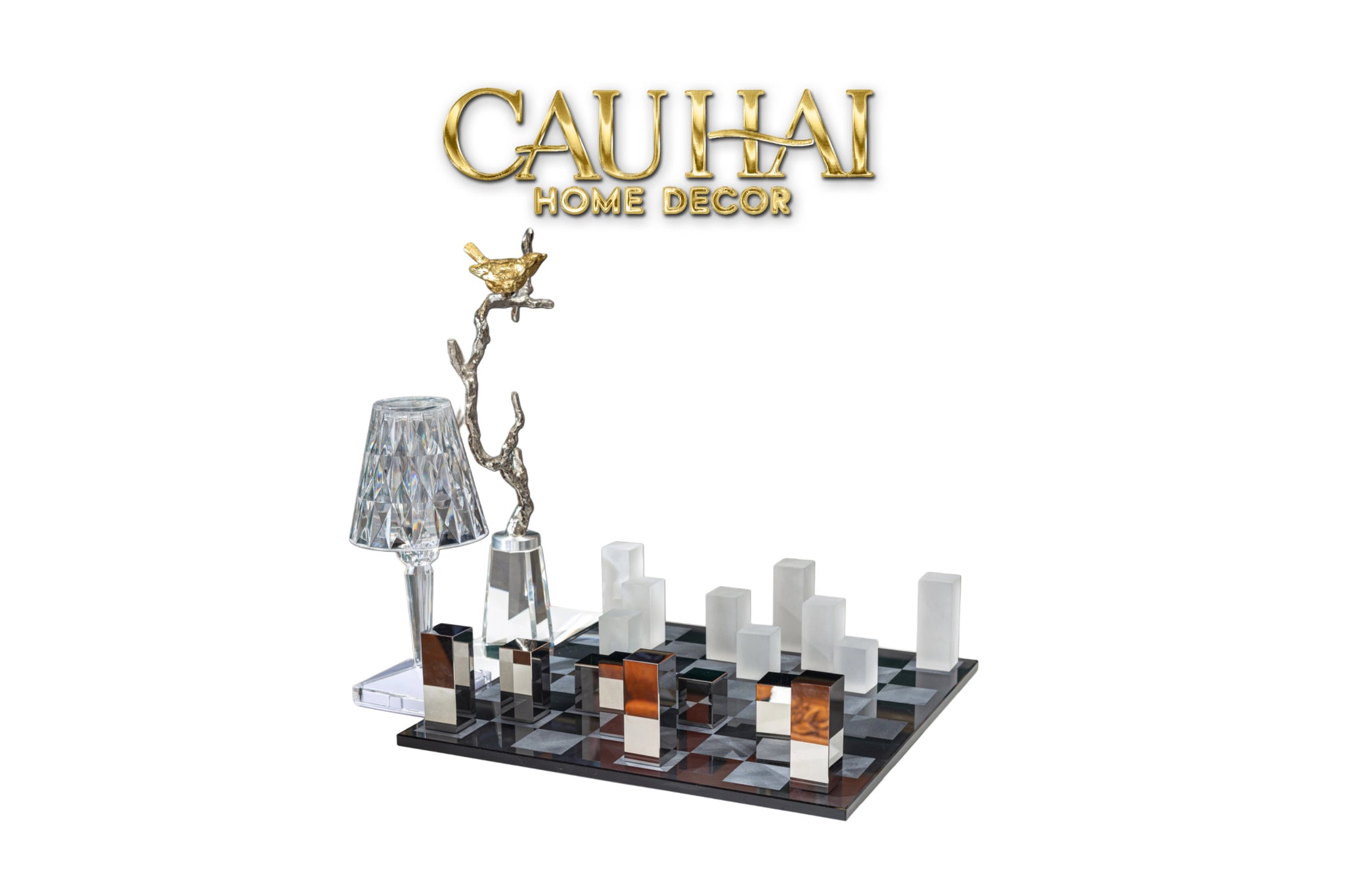 Maison Couture - Tượng Bộ Bàn Cờ Pha Lê Majestic Cristalleries Chess 37x37x9-TƯỢNG TRANG TRÍ-CẬU HAI HOME DECOR