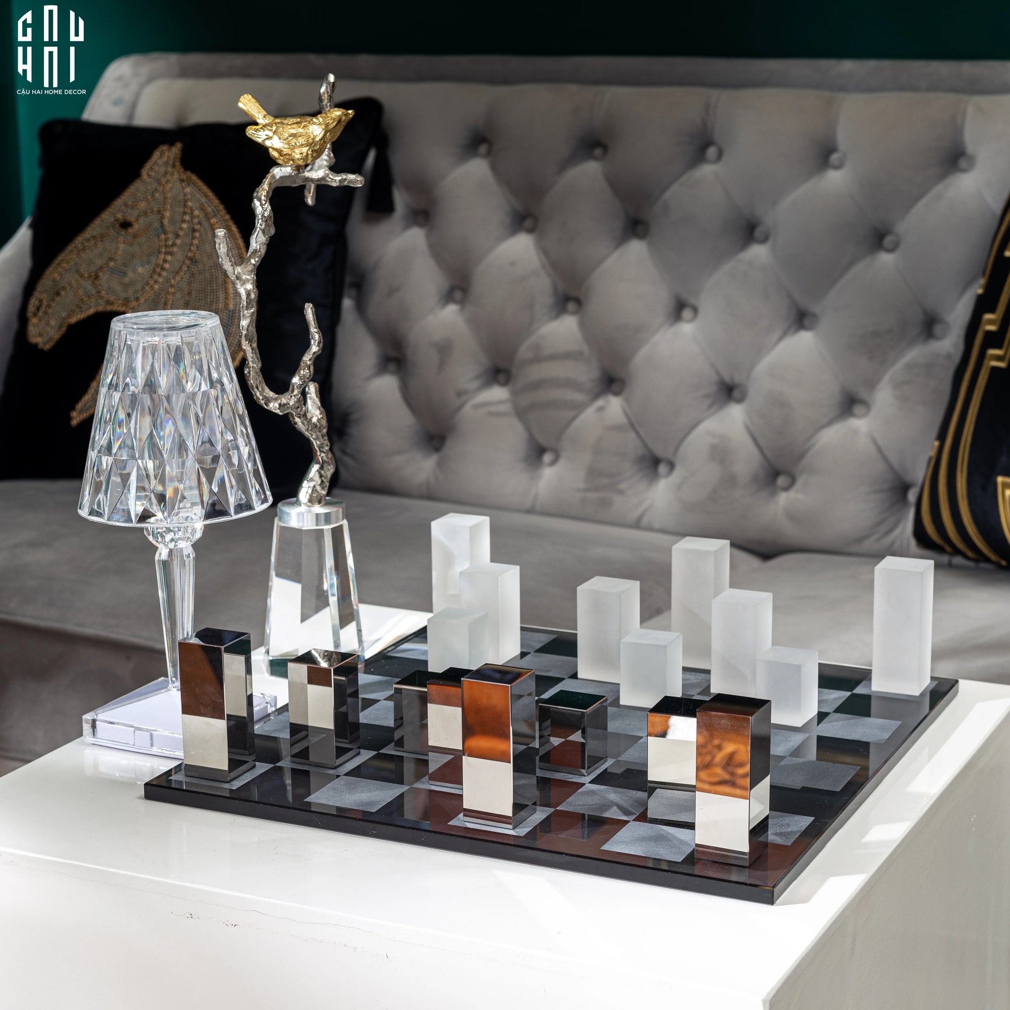 Maison Couture - Tượng Bộ Bàn Cờ Pha Lê Majestic Cristalleries Chess 37x37x9-TƯỢNG TRANG TRÍ-CẬU HAI HOME DECOR