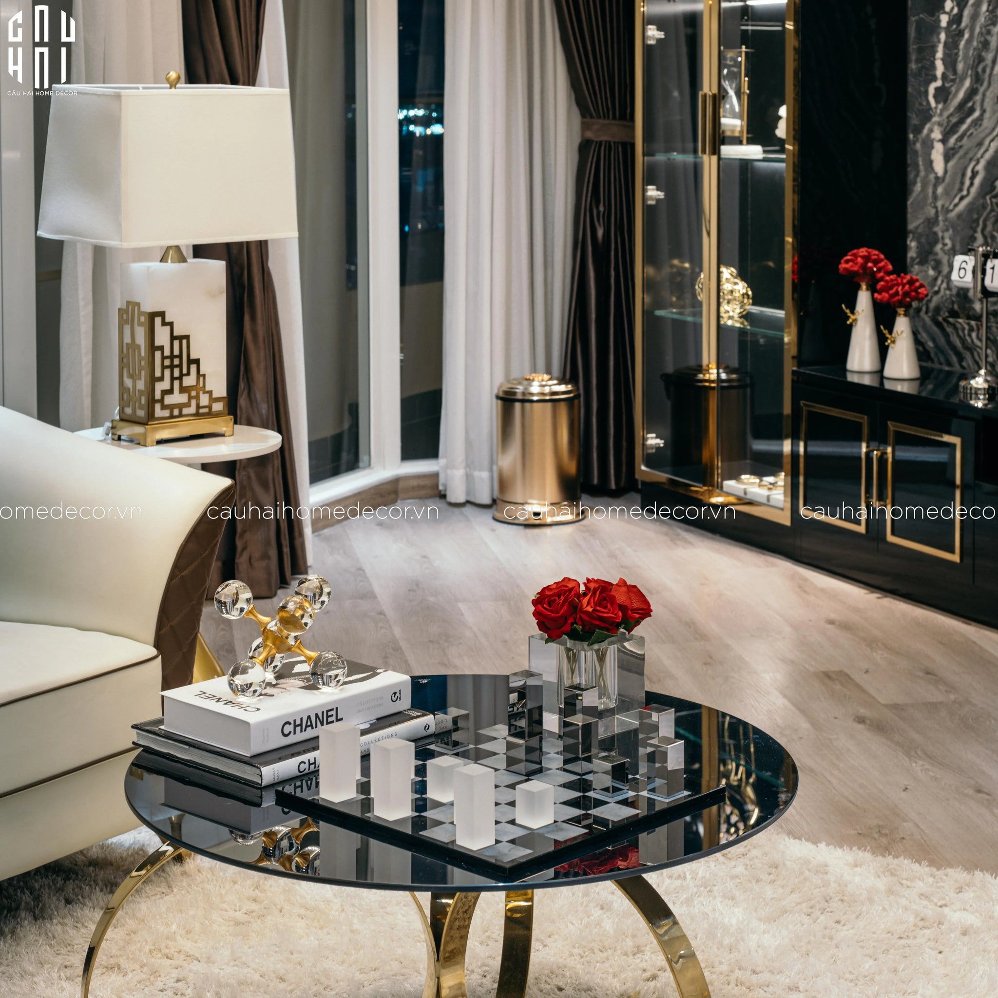 Maison Couture - Tượng Bộ Bàn Cờ Pha Lê Majestic Cristalleries Chess 37x37x9-TƯỢNG TRANG TRÍ-CẬU HAI HOME DECOR