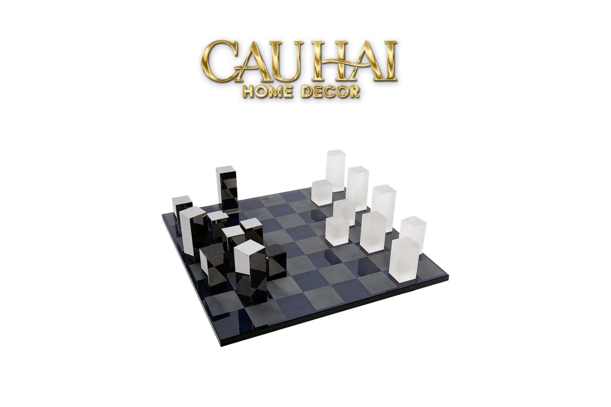 Maison Couture - Tượng Bộ Bàn Cờ Pha Lê Majestic Cristalleries Chess 37x37x9-TƯỢNG TRANG TRÍ-CẬU HAI HOME DECOR