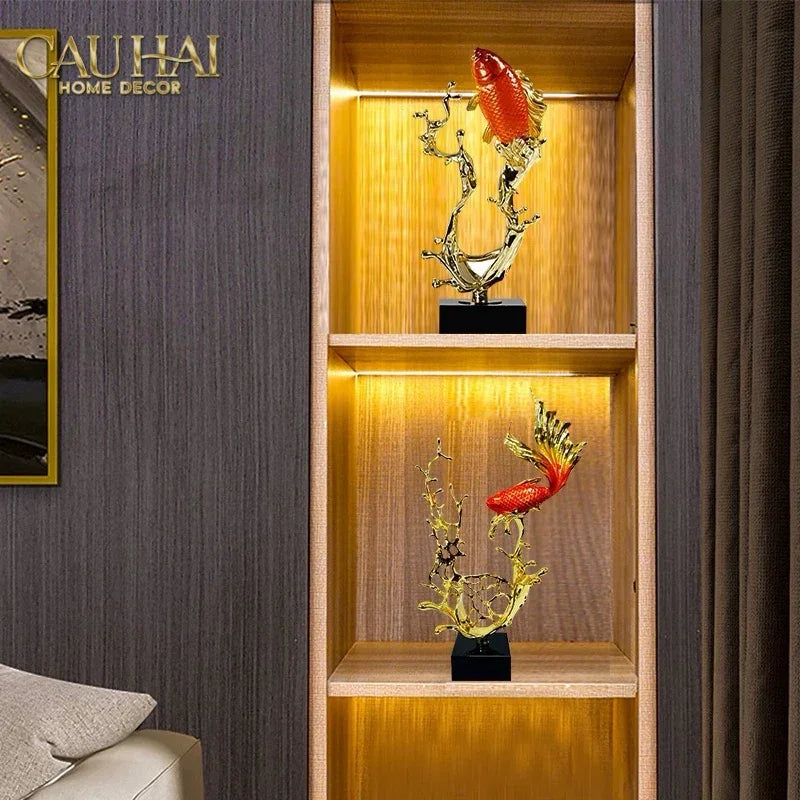 Maison Couture - Tượng Cá Chép Vượt Vũ Môn Coralia Impériale Ss25-TƯỢNG TRANG TRÍ-CẬU HAI HOME DECOR