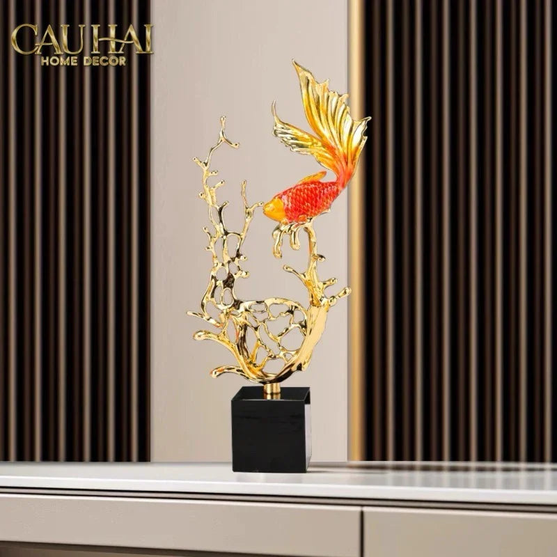 Maison Couture - Tượng Cá Chép Vượt Vũ Môn Coralia Impériale Ss25-TƯỢNG TRANG TRÍ-CẬU HAI HOME DECOR