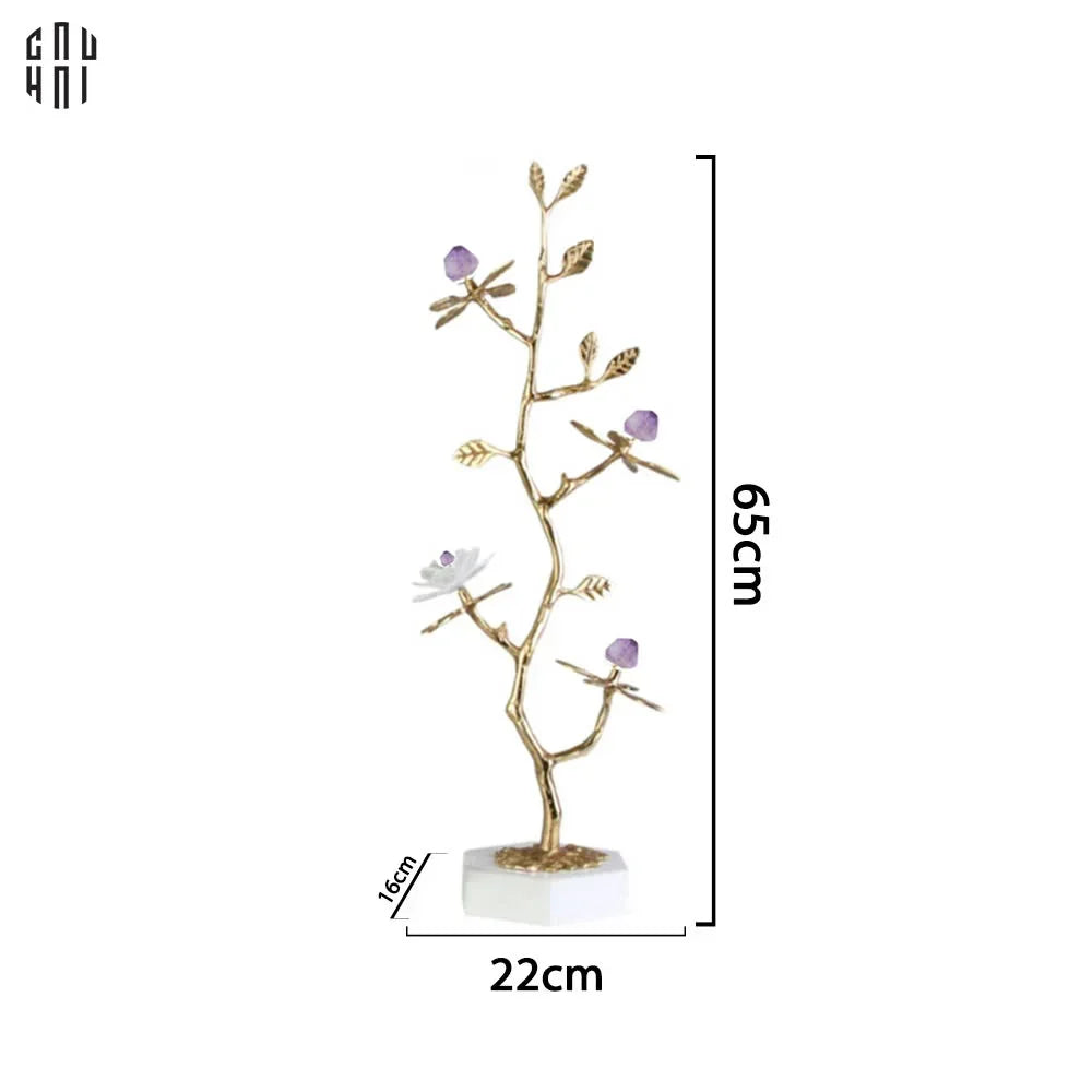 Maison Couture - Tượng Cây Nở Hoa Bằng Đồng Đá Thạch Anh Trắng Brasson Quartz Golden Hesperides 22x65-TƯỢNG TRANG TRÍ-CẬU HAI HOME DECOR