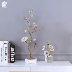Maison Couture - Tượng Cây Nở Hoa Bằng Đồng Đá Thạch Anh Trắng Brasson Quartz Golden Hesperides 22x65-TƯỢNG TRANG TRÍ-CẬU HAI HOME DECOR