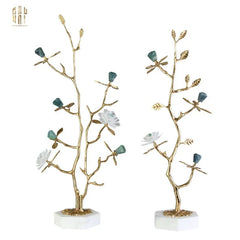 Maison Couture - Tượng Cây Nở Hoa Bằng Đồng Đá Thạch Anh Trắng Brasson Quartz Golden Hesperides 22x65-TƯỢNG TRANG TRÍ-CẬU HAI HOME DECOR