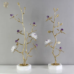 Maison Couture - Tượng Cây Nở Hoa Bằng Đồng Đá Thạch Anh Trắng Brasson Quartz Golden Hesperides 22x65-TƯỢNG TRANG TRÍ-CẬU HAI HOME DECOR