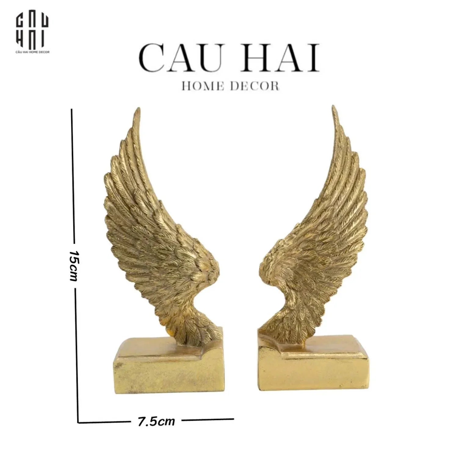 Maison Couture - Tượng Chặn Sách Cánh Thiên Thần - Gabriel Angel Wings 15x15x7.5-TƯỢNG TRANG TRÍ-CẬU HAI HOME DECOR