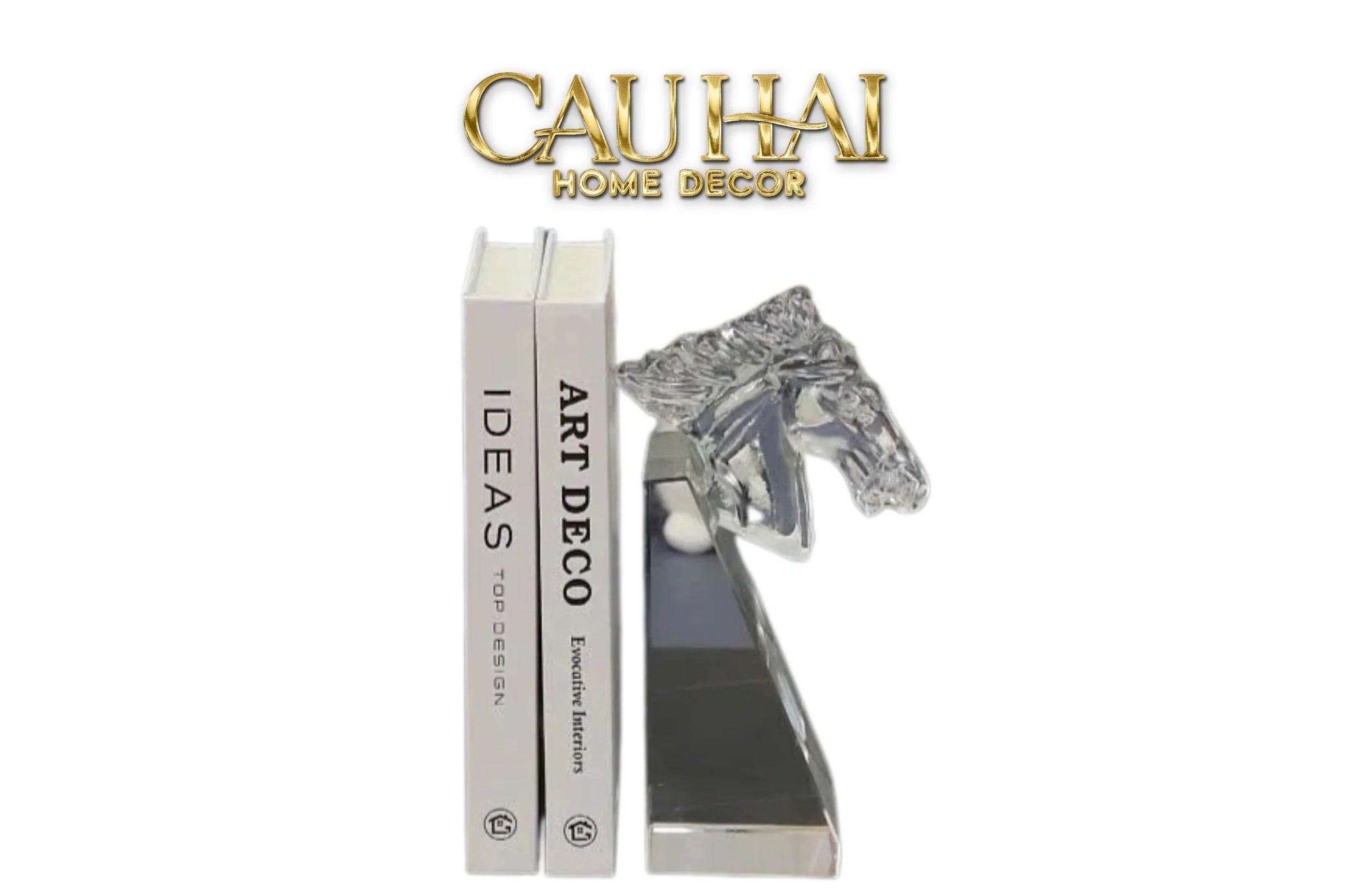 Maison Couture - Tượng Chặn Sách Đơn - Ngựa Pha Lê Cristalleries Cheval Bookend-SÁCH TRANG TRÍ-CẬU HAI HOME DECOR