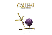 Maison Couture - Tượng Chim Bằng Đồng Đá Thạch Anh Tím Brasson Nightingale Amethyst 24x12x12-TƯỢNG TRANG TRÍ-CẬU HAI HOME DECOR
