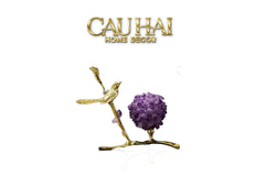 Maison Couture - Tượng Chim Bằng Đồng Đá Thạch Anh Tím Brasson Nightingale Amethyst 24x12x12-TƯỢNG TRANG TRÍ-CẬU HAI HOME DECOR