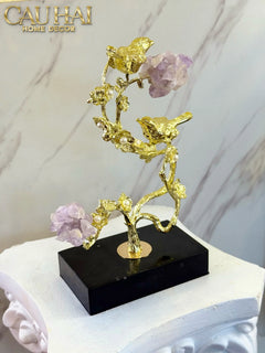 Maison Couture - Tượng Chim Hoàng Yến Golden Canary Améthyste 9x15x28-TƯỢNG TRANG TRÍ-CẬU HAI HOME DECOR