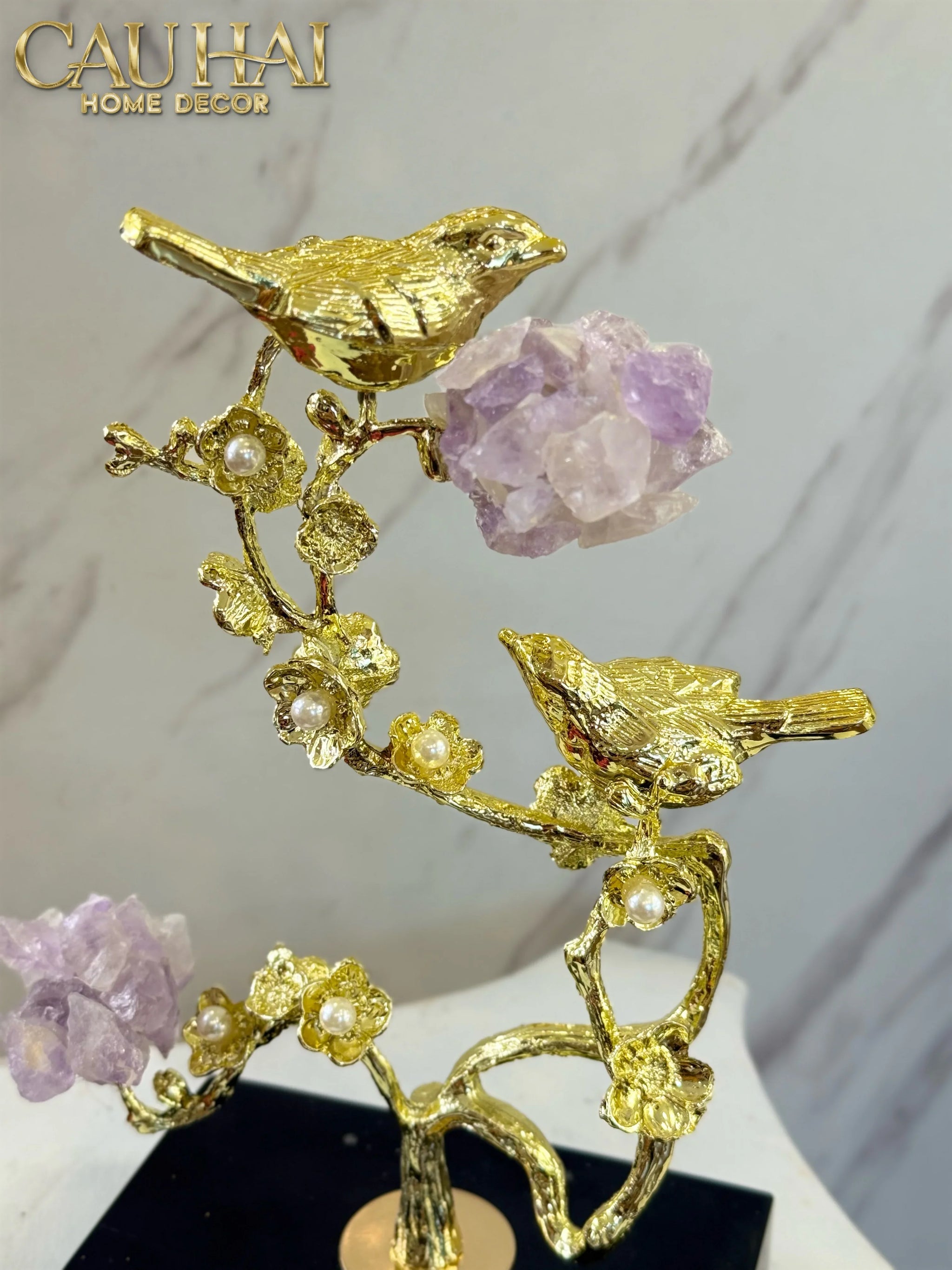 Maison Couture - Tượng Chim Hoàng Yến Golden Canary Améthyste 9x15x28-TƯỢNG TRANG TRÍ-CẬU HAI HOME DECOR