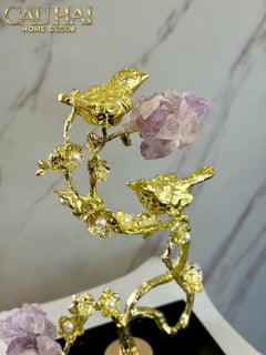 Maison Couture - Tượng Chim Hoàng Yến Golden Canary Améthyste 9x15x28-TƯỢNG TRANG TRÍ-CẬU HAI HOME DECOR