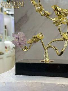 Maison Couture - Tượng Chim Hoàng Yến Golden Canary Améthyste 9x15x28-TƯỢNG TRANG TRÍ-CẬU HAI HOME DECOR