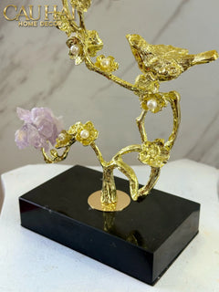 Maison Couture - Tượng Chim Hoàng Yến Golden Canary Améthyste 9x15x28-TƯỢNG TRANG TRÍ-CẬU HAI HOME DECOR