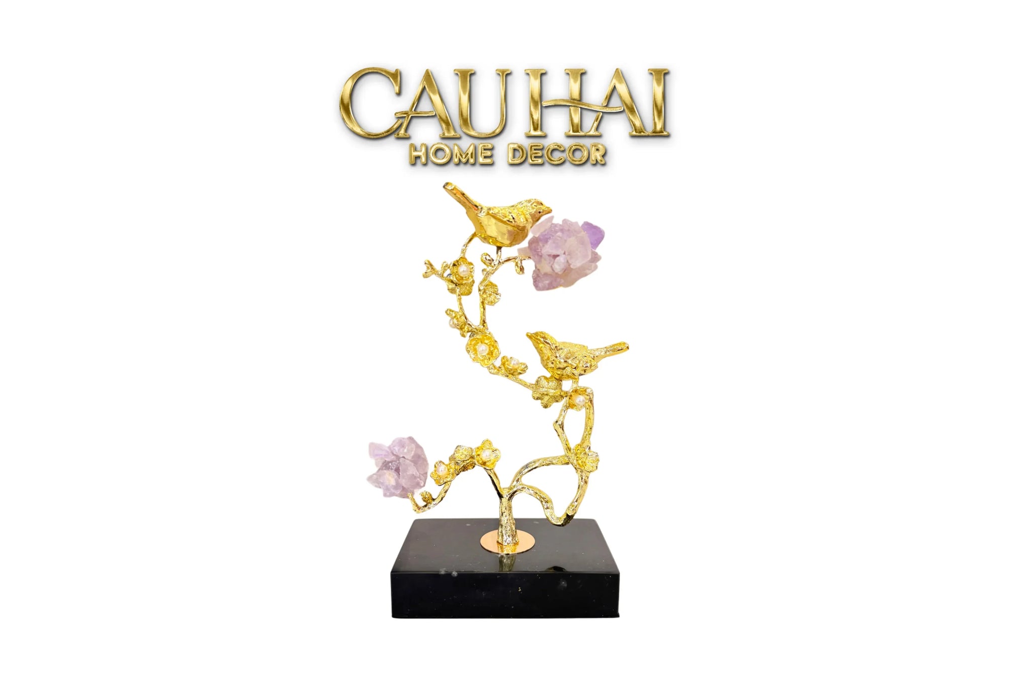 Maison Couture - Tượng Chim Hoàng Yến Golden Canary Améthyste 9x15x28-TƯỢNG TRANG TRÍ-CẬU HAI HOME DECOR