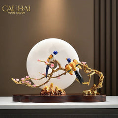 Maison Couture - Tượng Đá Cẩm Thạch Trắng Bạch Ngọc Hoàng Yến - Dynasty White Jade Canary 23x37x14-CẬU HAI HOME DECOR