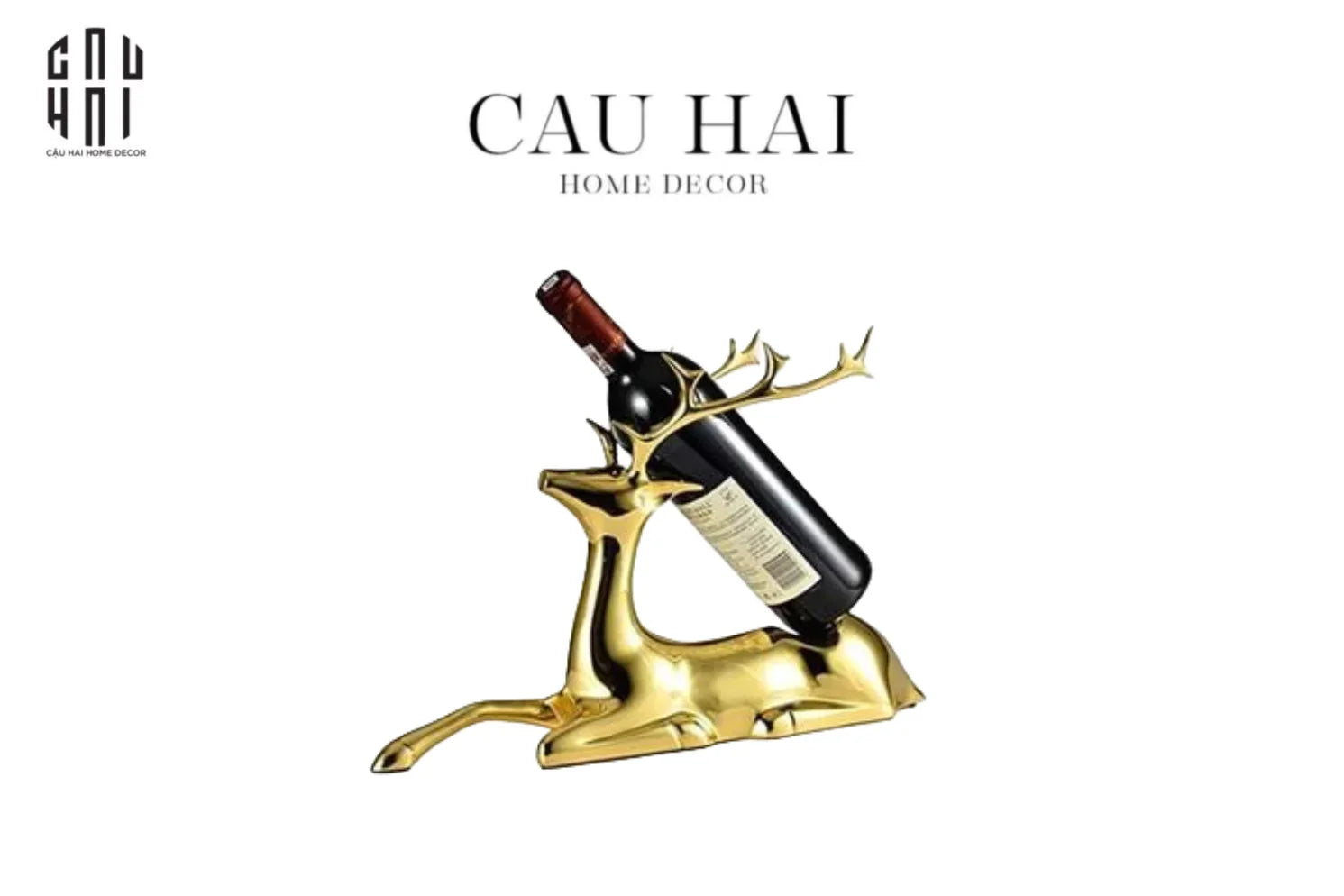 Maison Couture - Tượng Đế Đỡ Rượu Hươu Đồng Brasson Premium Wine Holder - Mythical Goddess Elk Ss25-TƯỢNG TRANG TRÍ-CẬU HAI HOME DECOR