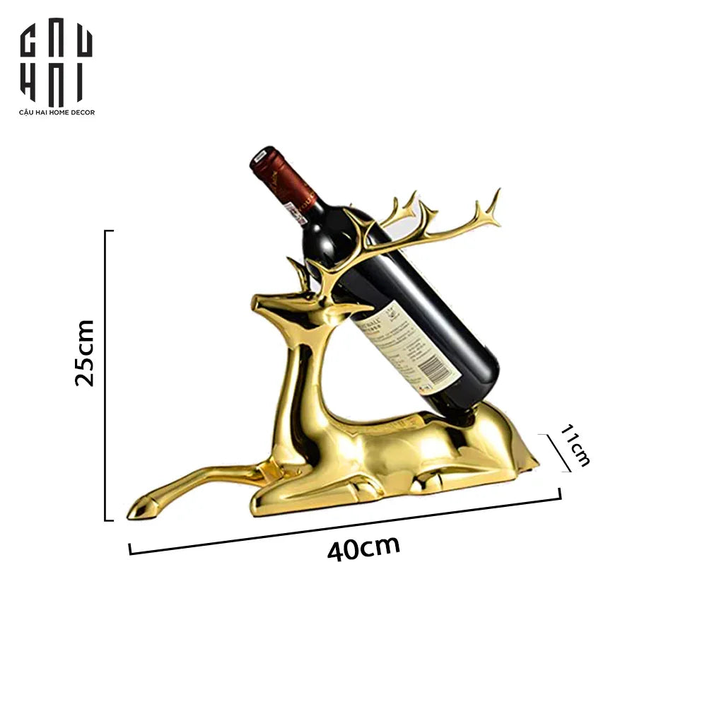 Maison Couture - Tượng Đế Đỡ Rượu Hươu Đồng Brasson Premium Wine Holder - Mythical Goddess Elk Ss25-TƯỢNG TRANG TRÍ-CẬU HAI HOME DECOR