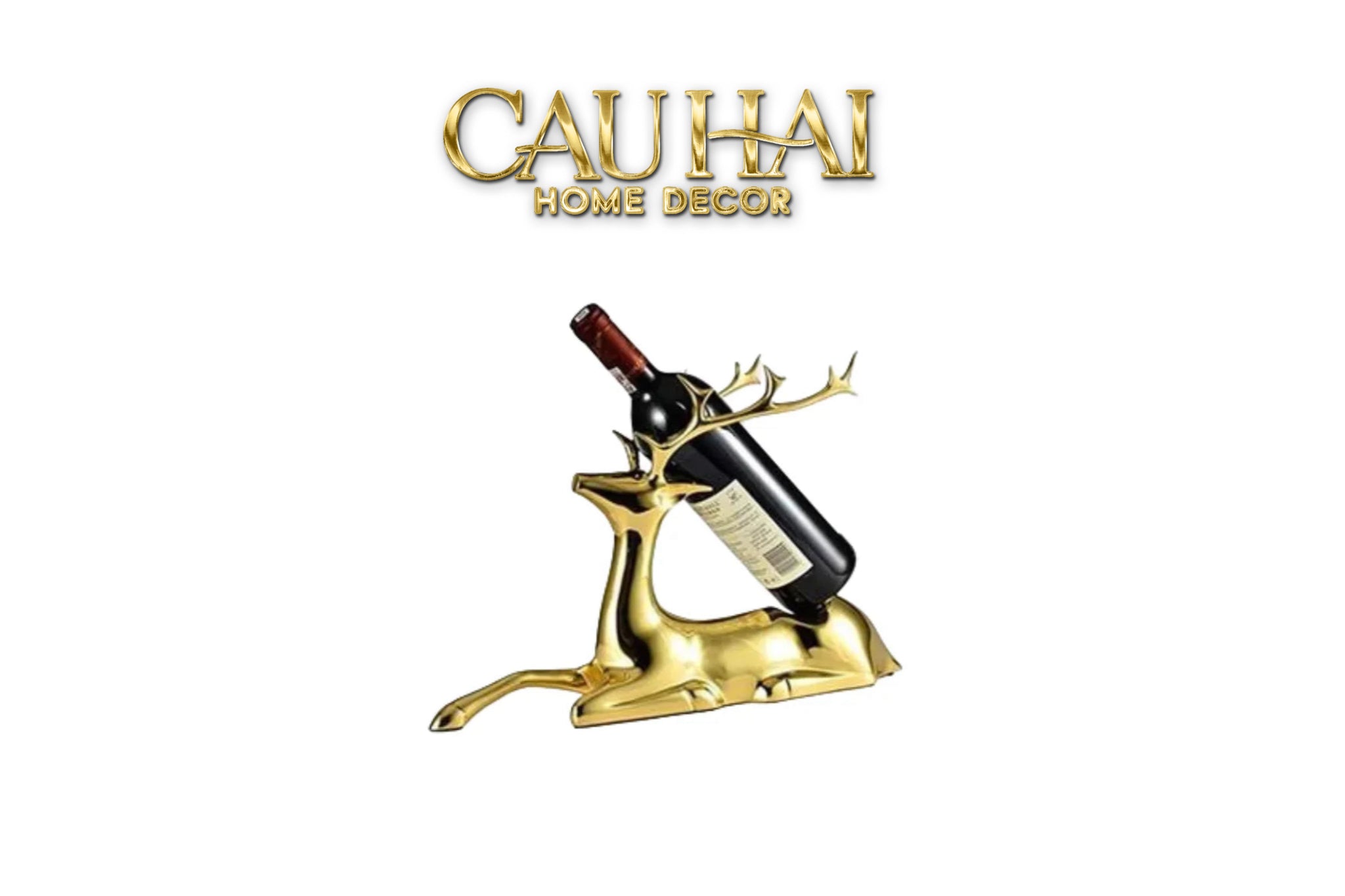 Maison Couture - Tượng Đế Đỡ Rượu Hươu Đồng Brasson Premium Wine Holder - Mythical Goddess Elk Ss25-TƯỢNG TRANG TRÍ-CẬU HAI HOME DECOR
