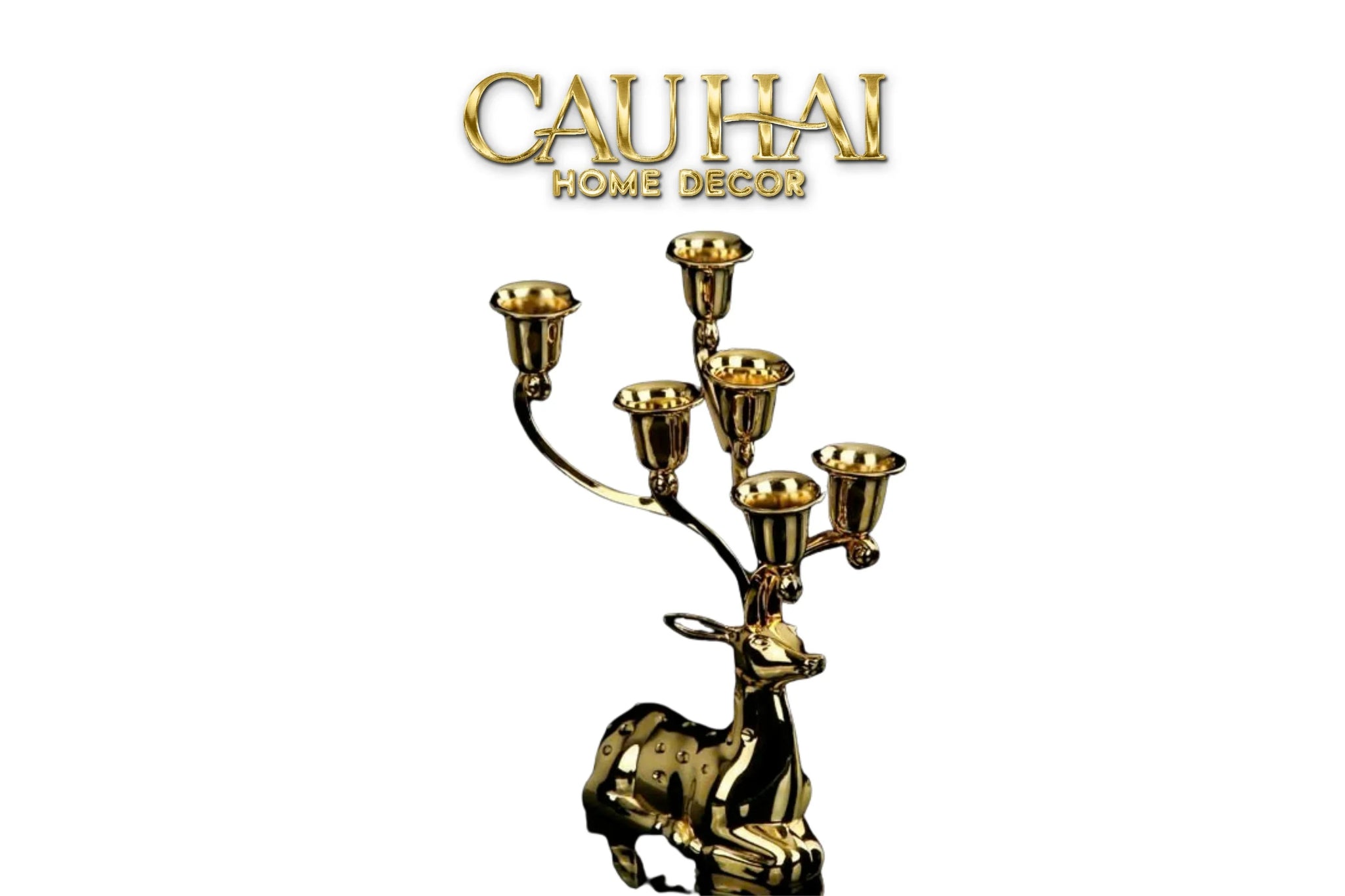 Maison Couture - Tượng Đế Nến Hươu Nằm Royal Antler Impérial Straight Ahead 26x21-ĐẾ NẾN-CẬU HAI HOME DECOR