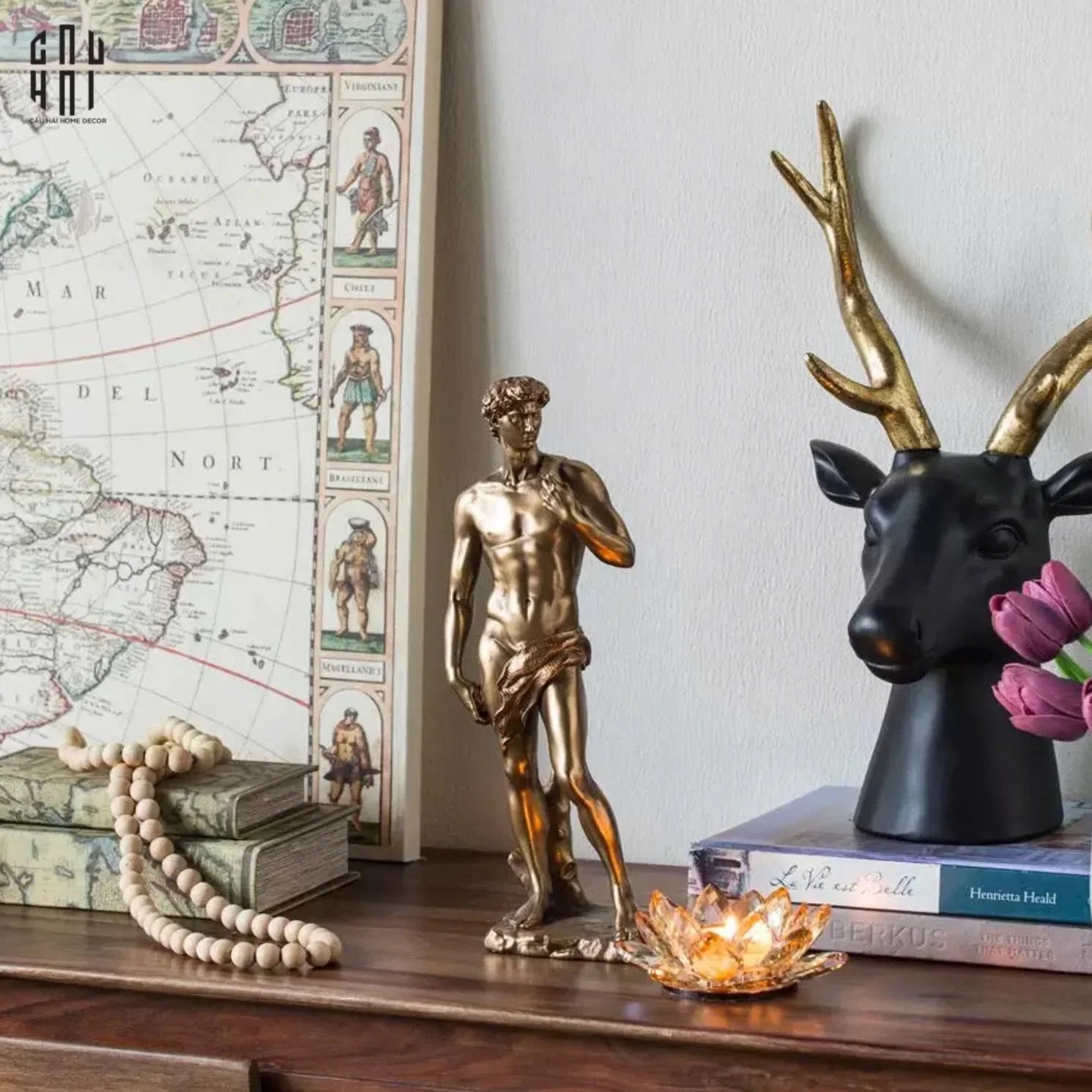 Maison Couture - Tượng Điêu Khắc Bằng Đồng David De Michelangelo 10x34-TƯỢNG TRANG TRÍ-CẬU HAI HOME DECOR