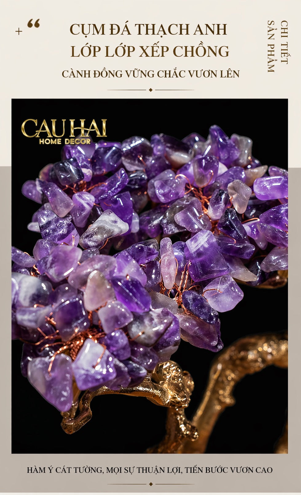 Maison Couture - Tượng Đồng Cây Trí Tuệ Đá Thạch Anh Tím Tree Of Wisdom Amethyst H55-TƯỢNG TRANG TRÍ-CẬU HAI HOME DECOR