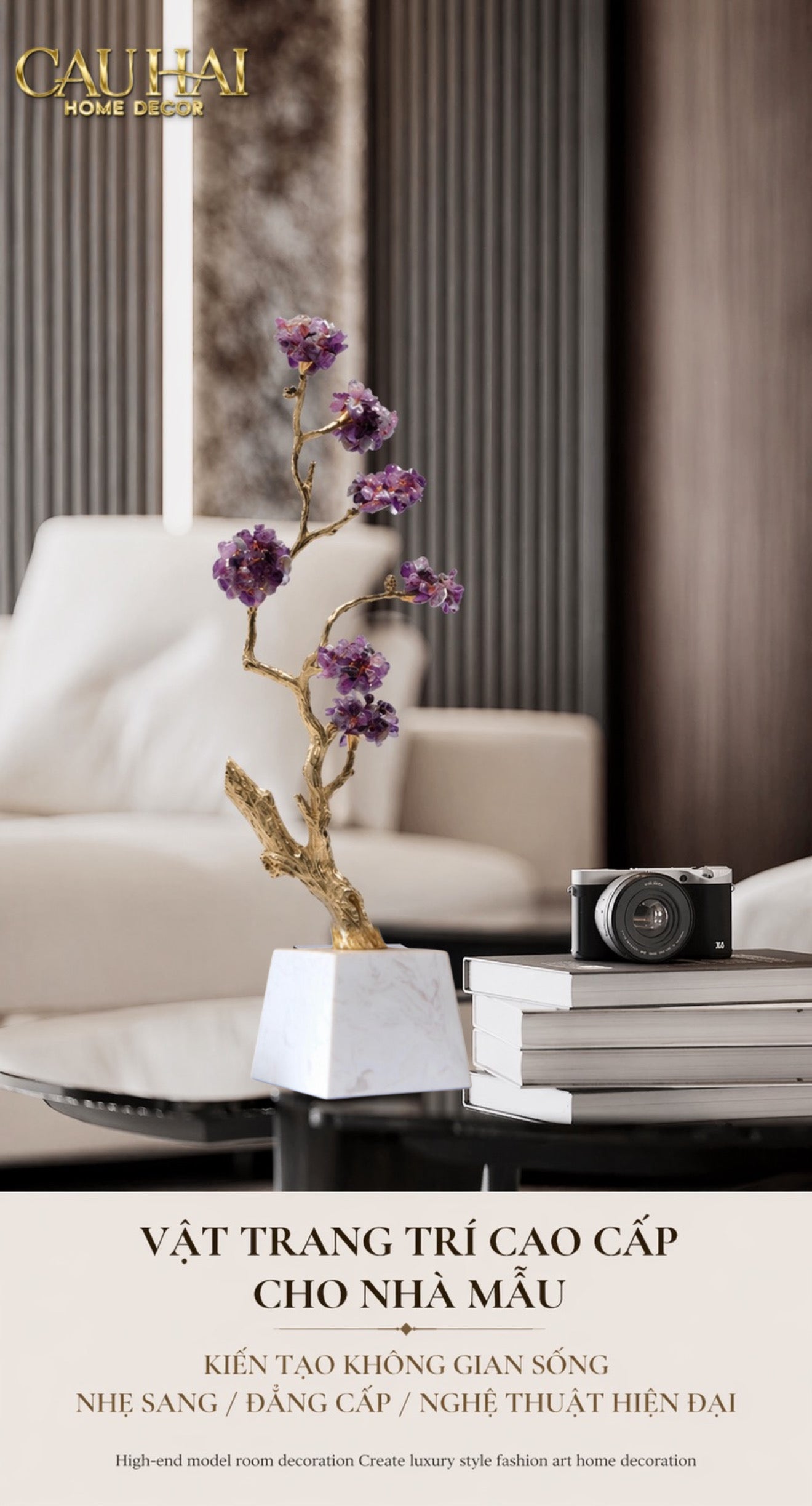 Maison Couture - Tượng Đồng Cây Trí Tuệ Đá Thạch Anh Tím Tree Of Wisdom Amethyst H55-TƯỢNG TRANG TRÍ-CẬU HAI HOME DECOR