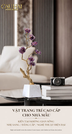Maison Couture - Tượng Đồng Cây Trí Tuệ Đá Thạch Anh Tím Tree Of Wisdom Amethyst H55-TƯỢNG TRANG TRÍ-CẬU HAI HOME DECOR