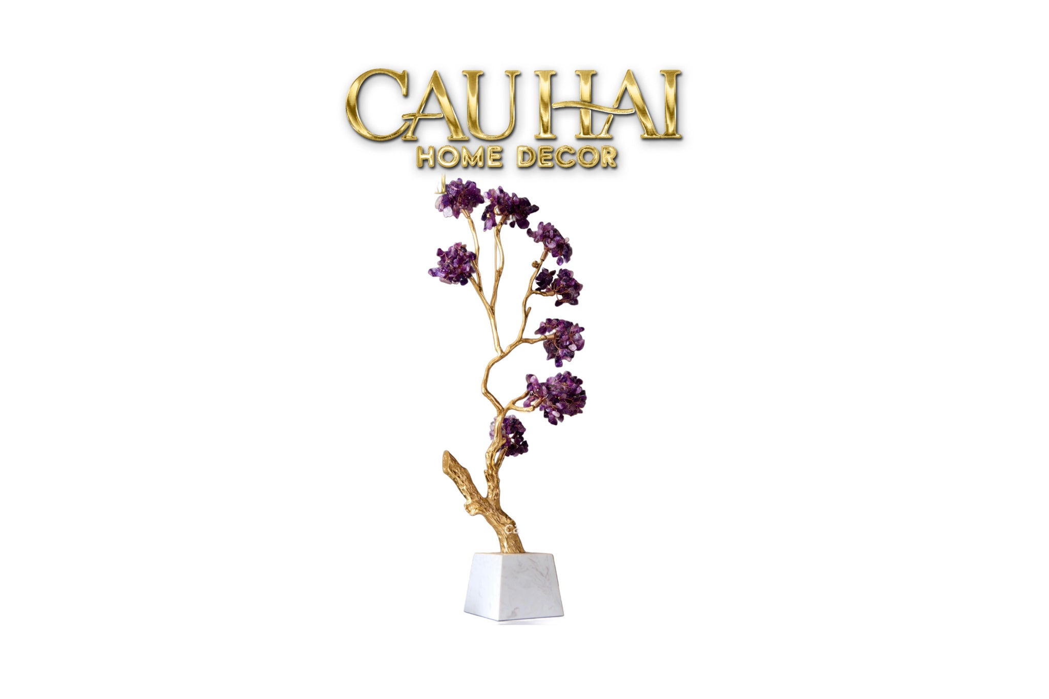 Maison Couture - Tượng Đồng Cây Trí Tuệ Đá Thạch Anh Tím Tree Of Wisdom Amethyst H55-TƯỢNG TRANG TRÍ-CẬU HAI HOME DECOR