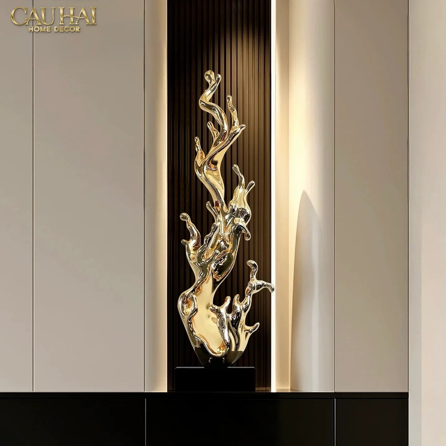 Maison Couture - Tượng Dòng Chảy Thịnh Vượng - La Montée d’Or – Golden Ascending Flow H83-CẬU HAI HOME DECOR