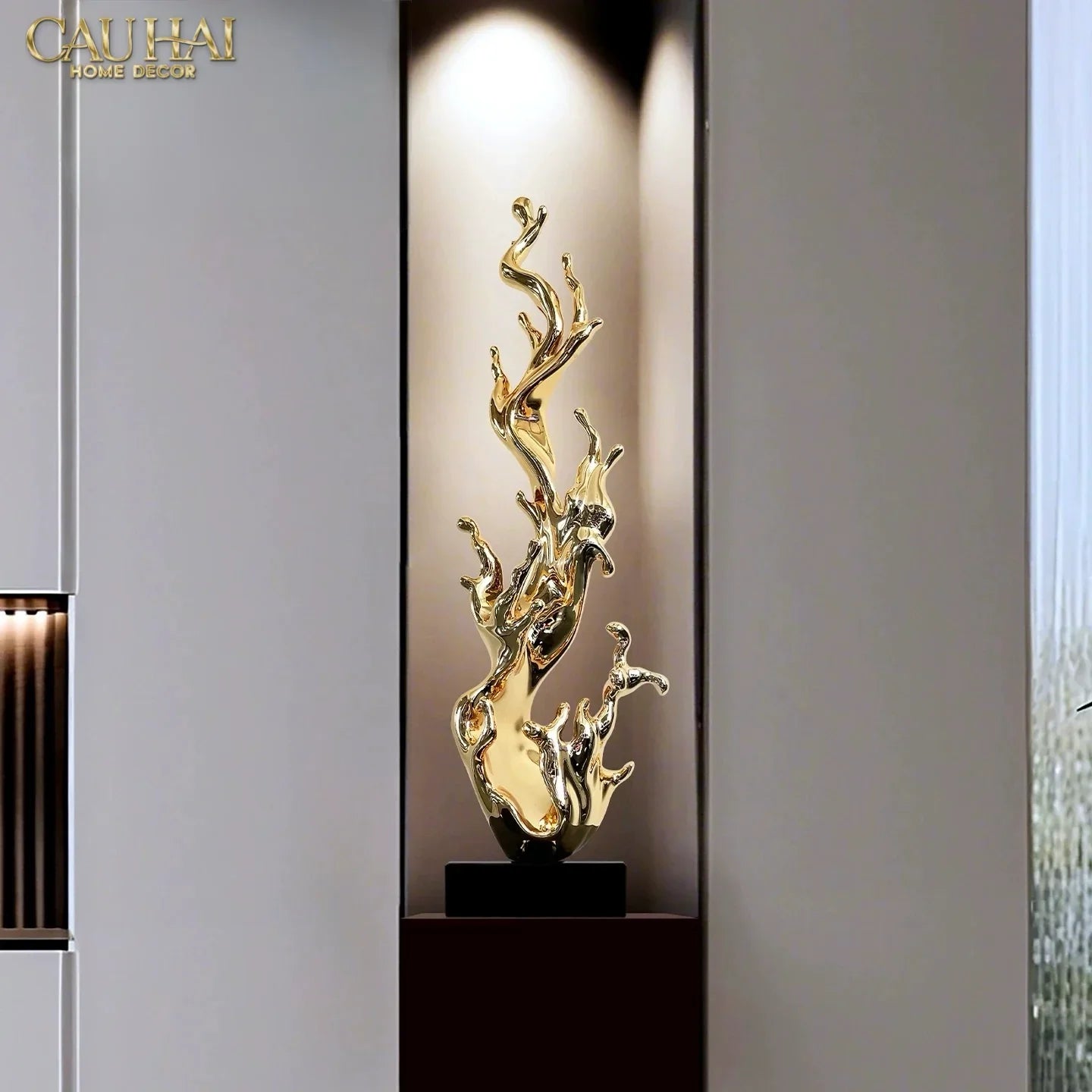Maison Couture - Tượng Dòng Chảy Thịnh Vượng - La Montée d’Or – Golden Ascending Flow H83-CẬU HAI HOME DECOR