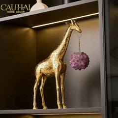 Maison Couture - Tượng Đồng Hươu Cao Cổ Brasson Giraffe Amethyst Orb Carrier 20x8x38-TƯỢNG TRANG TRÍ-CẬU HAI HOME DECOR