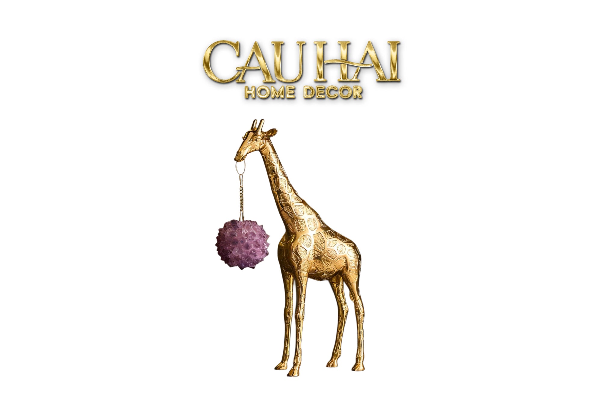 Maison Couture - Tượng Đồng Hươu Cao Cổ Brasson Giraffe Amethyst Orb Carrier 20x8x38-TƯỢNG TRANG TRÍ-CẬU HAI HOME DECOR