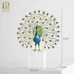 Maison Couture - Tượng Đồng Khổng Tước Đá Sapphire - Le Paon Impérial Bleu Saphir Cristalleries-TƯỢNG TRANG TRÍ-CẬU HAI HOME DECOR