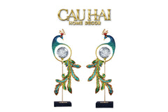 Maison Couture - Tượng Đồng Khổng Tước Hoàng Gia Majestic Aurelia Paon – Brass & Cristalleries Sculpture 20x10x54-TƯỢNG TRANG TRÍ-CẬU HAI HOME DECOR