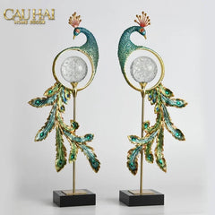 Maison Couture - Tượng Đồng Khổng Tước Hoàng Gia Majestic Aurelia Paon – Brass & Cristalleries Sculpture 20x10x54-CẬU HAI HOME DECOR