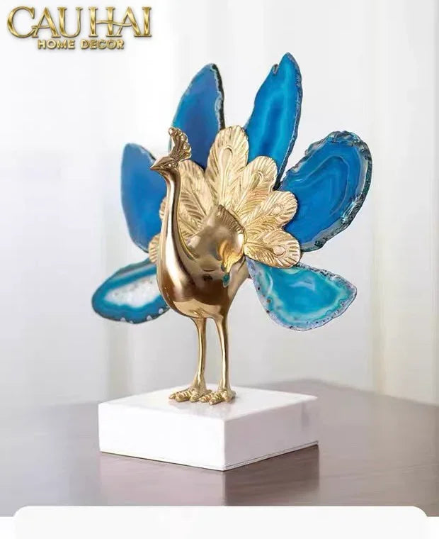 Maison Couture - Tượng Đồng Mã Não Khổng Tước Brasson Onyx Paon The Vanity Of Hera-TƯỢNG TRANG TRÍ-CẬU HAI HOME DECOR