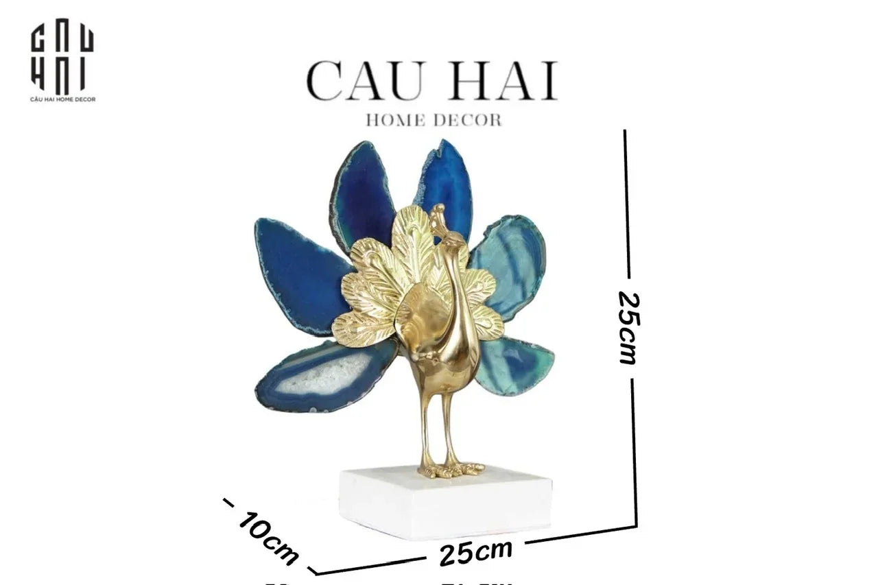 Maison Couture - Tượng Đồng Mã Não Khổng Tước Brasson Onyx Paon The Vanity Of Hera-TƯỢNG TRANG TRÍ-CẬU HAI HOME DECOR