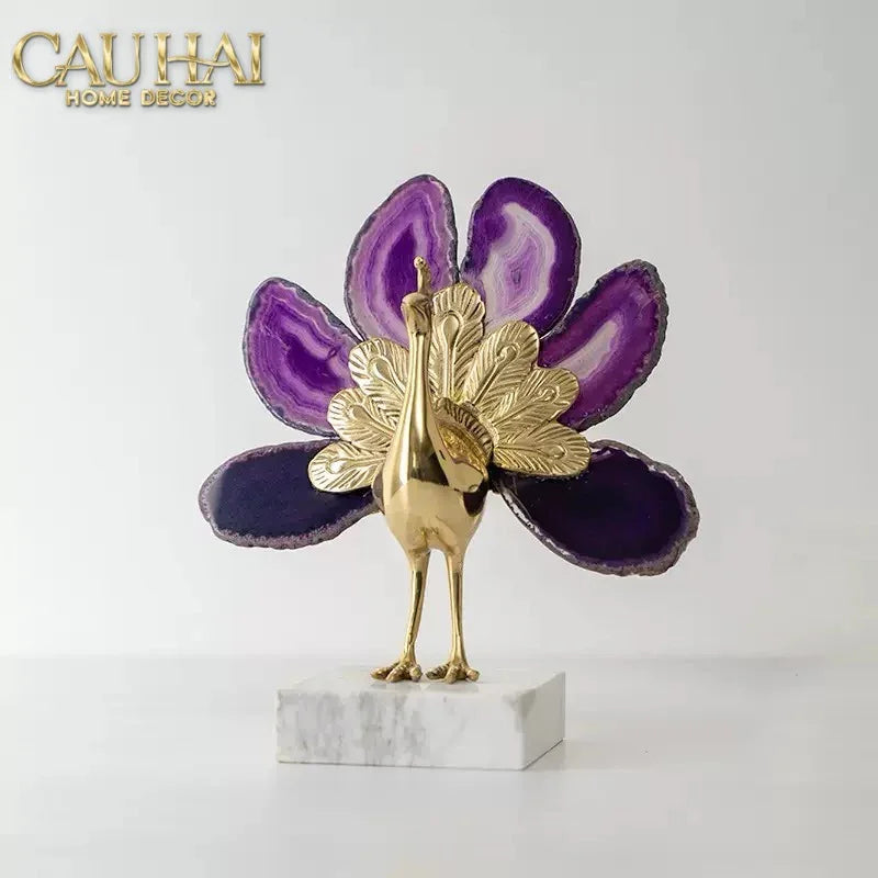 Maison Couture - Tượng Đồng Mã Não Khổng Tước Brasson Onyx Paon The Vanity Of Hera-TƯỢNG TRANG TRÍ-CẬU HAI HOME DECOR