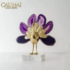 Maison Couture - Tượng Đồng Mã Não Khổng Tước Brasson Onyx Paon The Vanity Of Hera-TƯỢNG TRANG TRÍ-CẬU HAI HOME DECOR